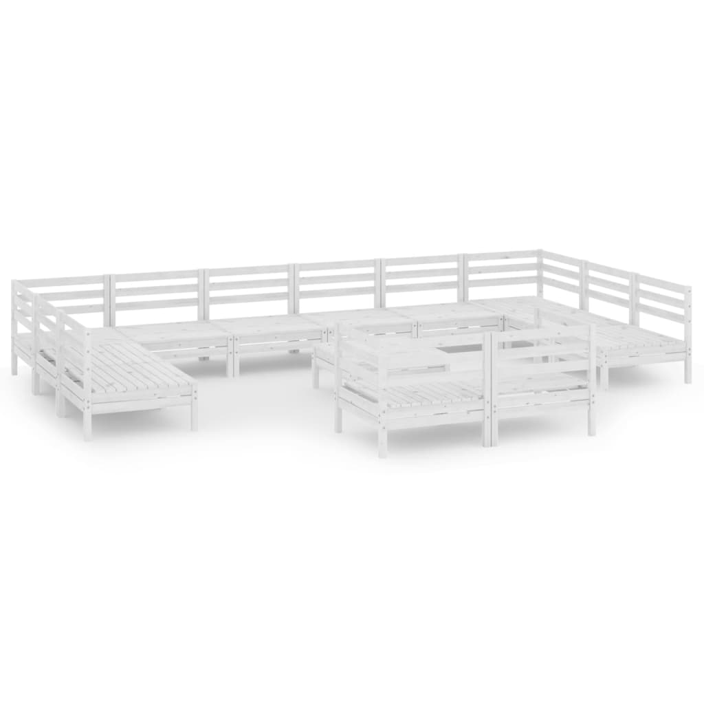 13-tlg. Garten-Lounge-Set Weiss Massivholz Kiefer